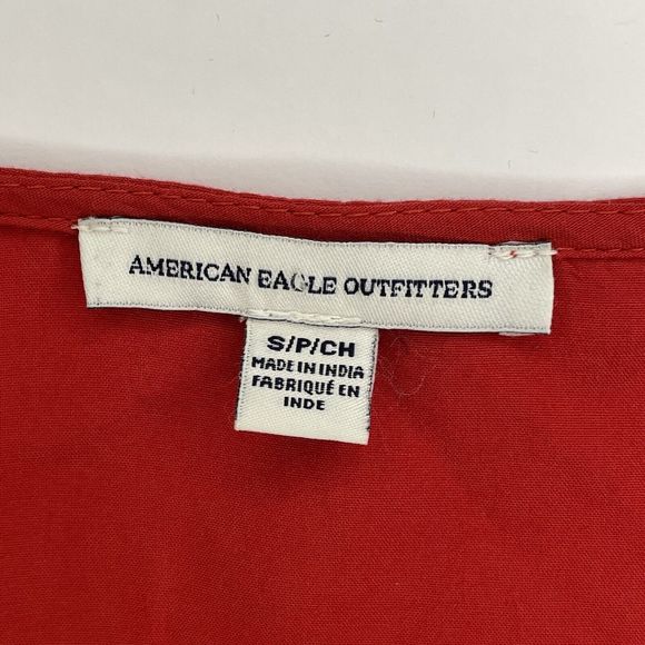 American Eagle Red Tie Front Bell Sleeve Romper Women’s Size Small - Picture 8 of 12